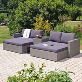 Rio ligbed loungeset modulair 8 personen | wicker | Kobo Grey | 5-delig - 258x193cm