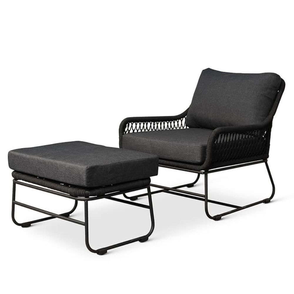 Portofino lounge balkonset 4-delig | hardhout + rope | zwart