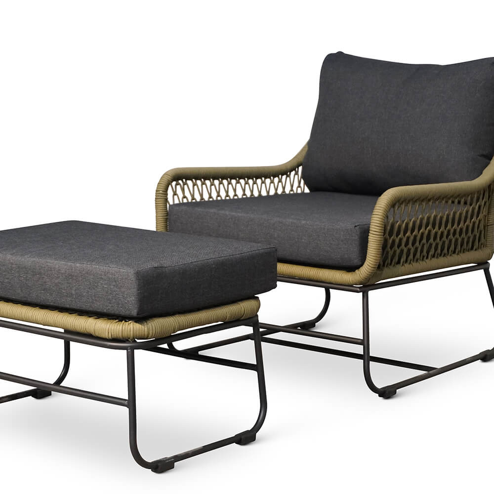 Portofino/Pablo lounge balkonset 5-delig | hardhout + touw | olijfgroen