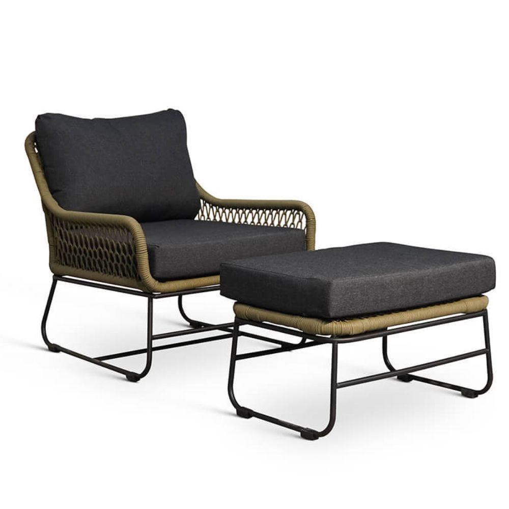 Portofino/Pablo lounge balkonset 5-delig | hardhout + touw | olijfgroen