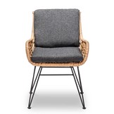 Nancy/Carlos dining tuinset | 4 personen | betonlook + wicker | 135cm rond