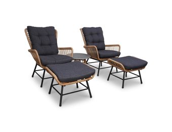 Dex relax tuinset 5-delig | wicker + aluminium | Bamboo antraciet