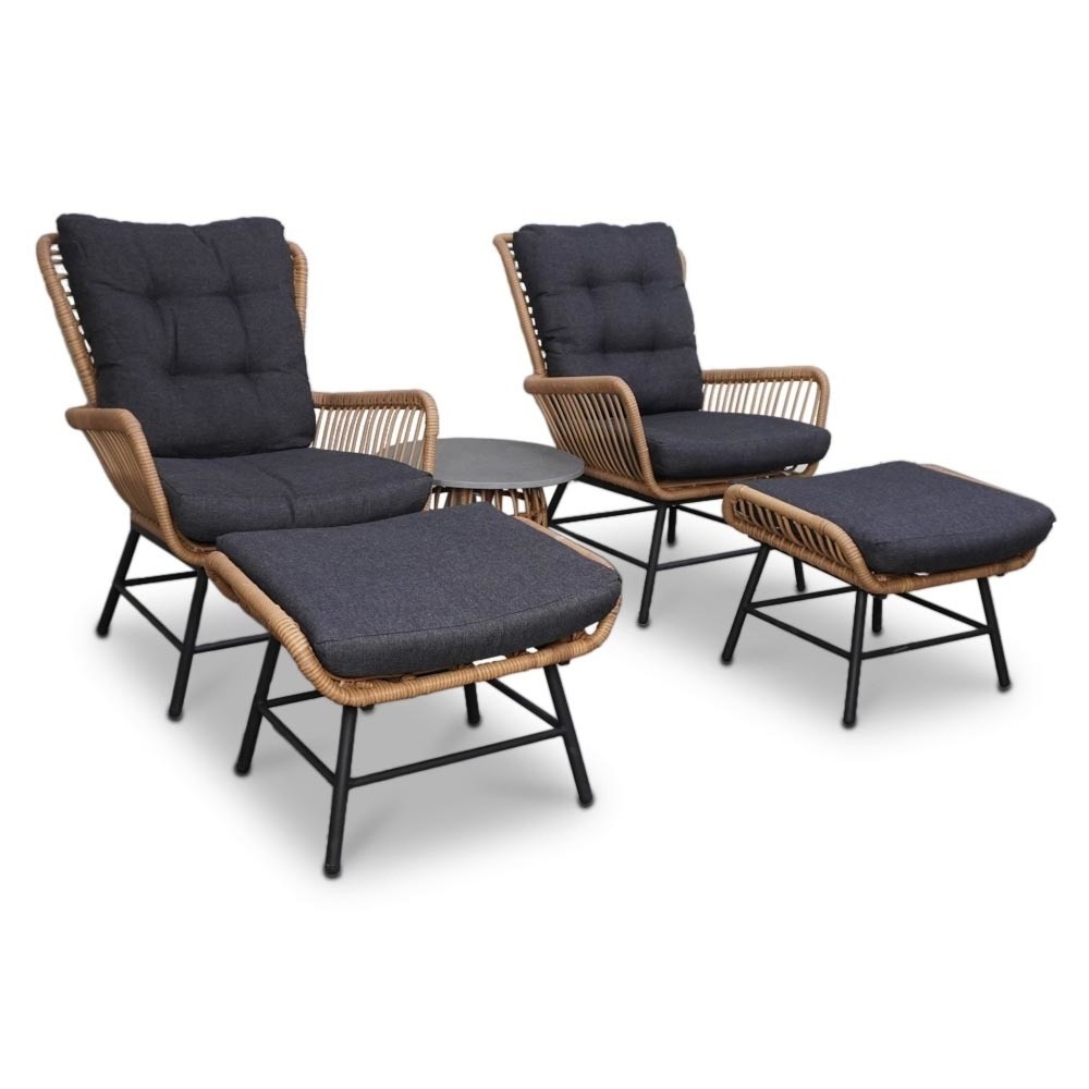 Dex lounge balkonset 2 personen | wicker + aluminium | Bamboo antraciet | 5-delig