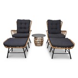 Dex lounge balkonset 2 personen | wicker + aluminium | Bamboo antraciet | 5-delig