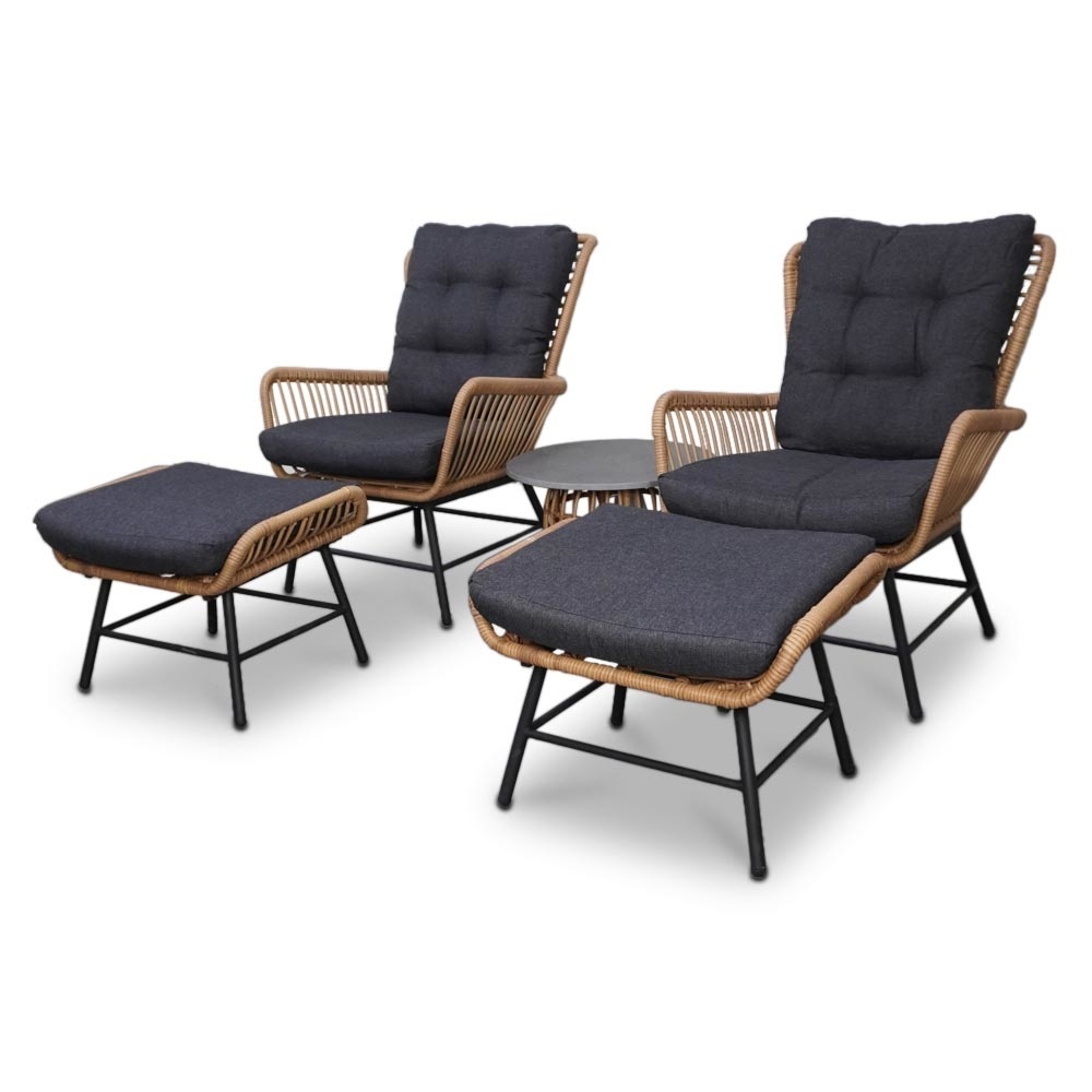 Dex lounge balkonset 5-delig | wicker + aluminium | Bamboo antraciet