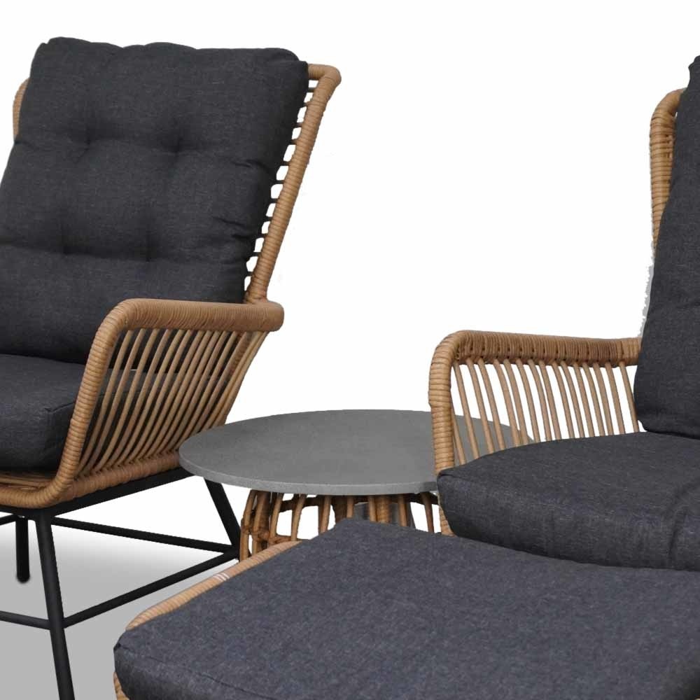 Dex lounge balkonset 2 personen | wicker + aluminium | Bamboo antraciet | 5-delig