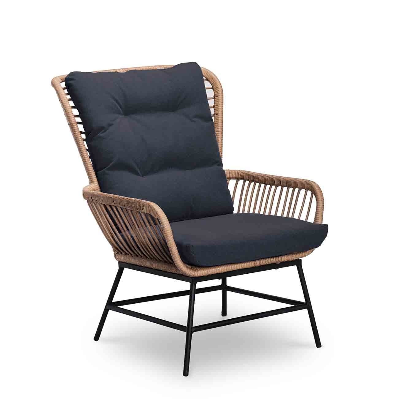 Dex lounge balkonset 2 personen | wicker + aluminium | Bamboo antraciet | 5-delig