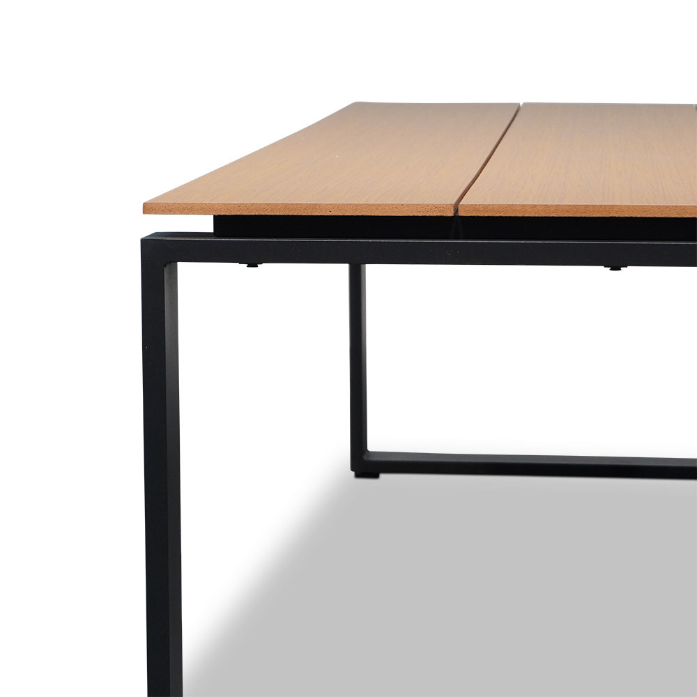 Helsinki Natural/Carlos Charcoal dining tuinset 7-delig | polywood + wicker | 210cm