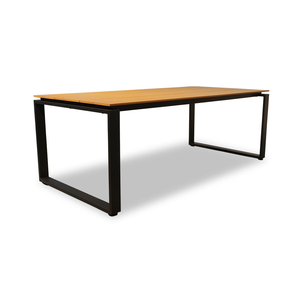 Helsinki Natural/Carlos Charcoal dining tuinset 7-delig | polywood + wicker | 210cm