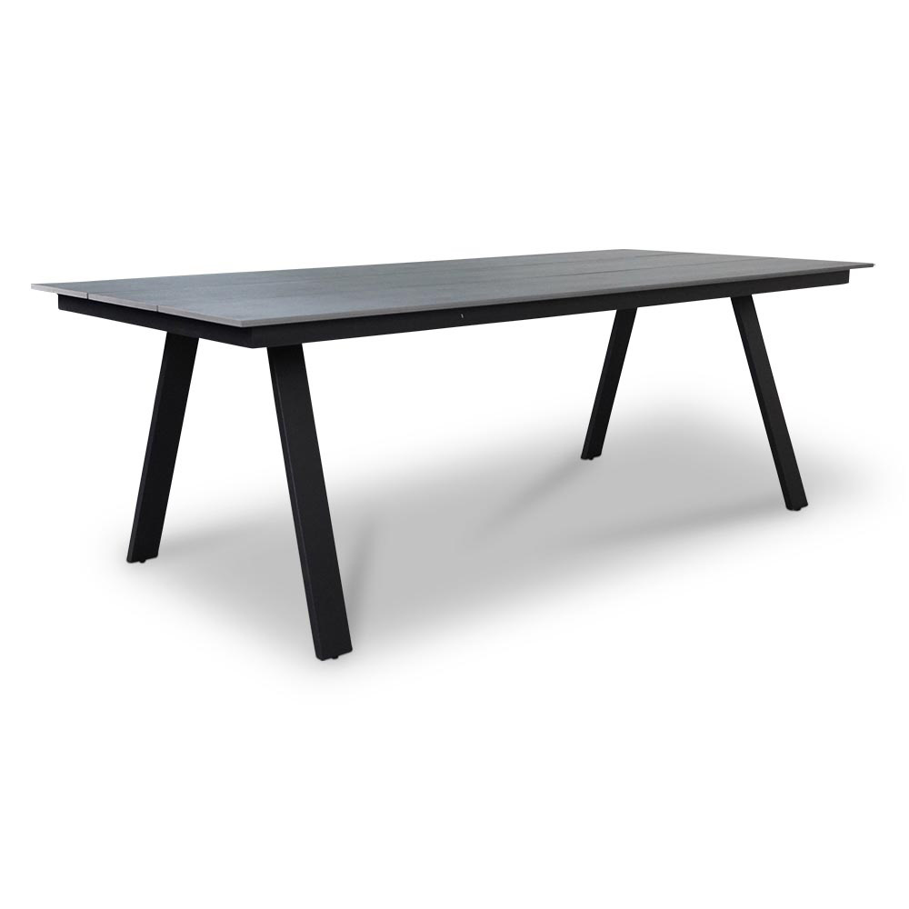 Oslo Grey/Carlos Charcoal dining tuinset 7-delig | polywood + wicker | 220cm