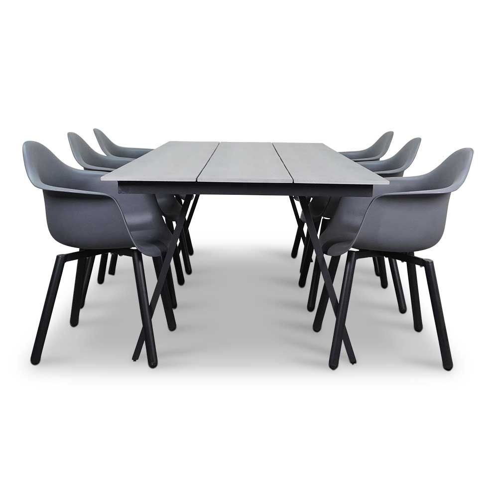 Oslo Grey/Montreux dining tuinset 7-delig | polywood + kunststof | 220cm