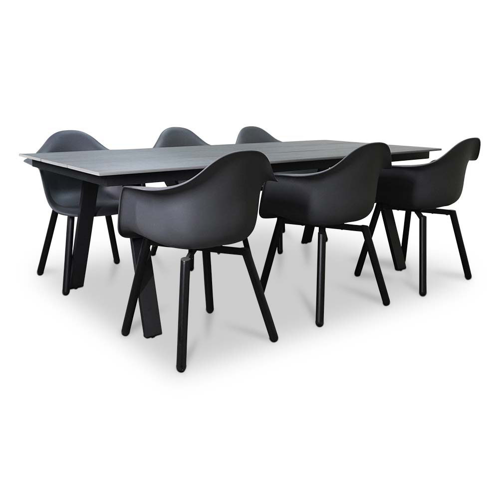 Oslo Grey/Montreux dining tuinset 7-delig | polywood + kunststof | 220cm