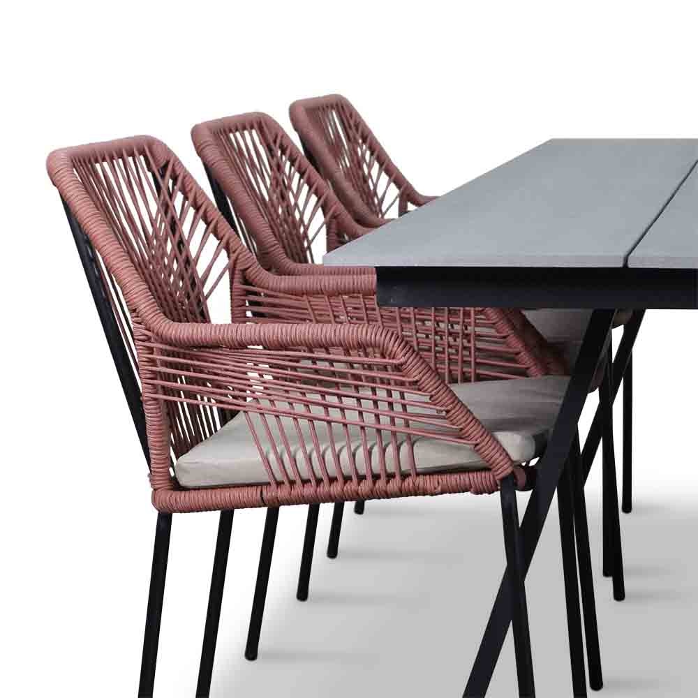 Oslo Grey/Seville terra dining tuinset 7-delig | polywood + touw | 220cm