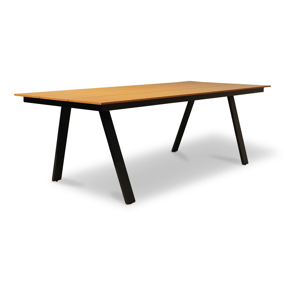 Oslo Natural/Carlos Charcoal dining tuinset 7-delig | polywood + wicker | 220cm