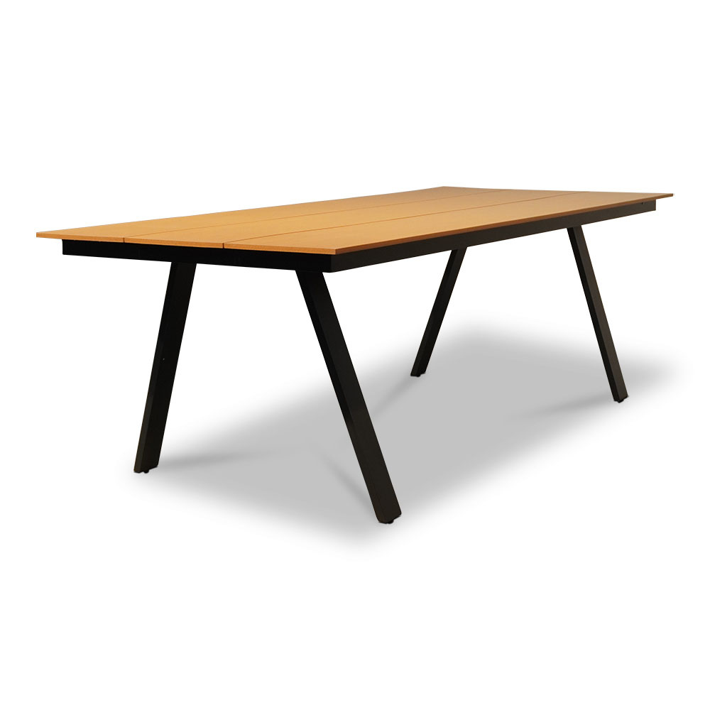 Oslo Natural/Carlos Charcoal dining tuinset 7-delig | polywood + wicker | 220cm