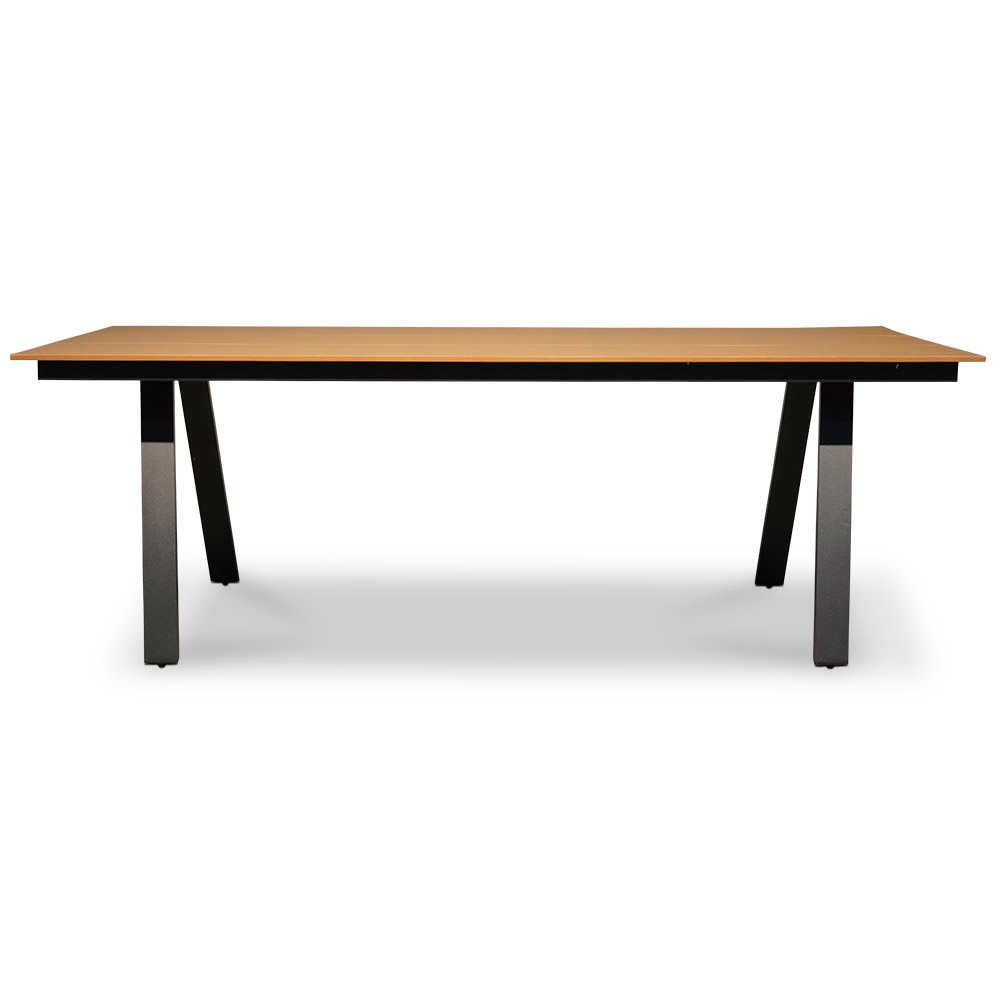 Oslo Natural/Carlos Charcoal dining tuinset 7-delig | polywood + wicker | 220cm