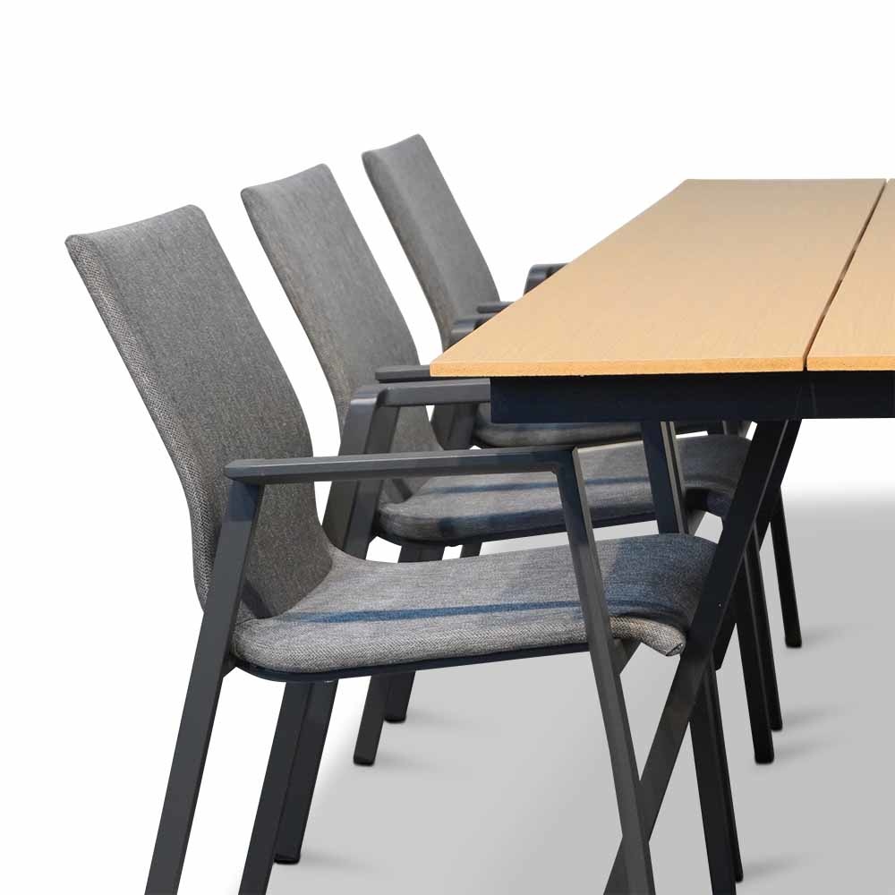 Oslo Natural/Fardau Negro dining tuinset 7-delig | polywood + textileen | 220cm