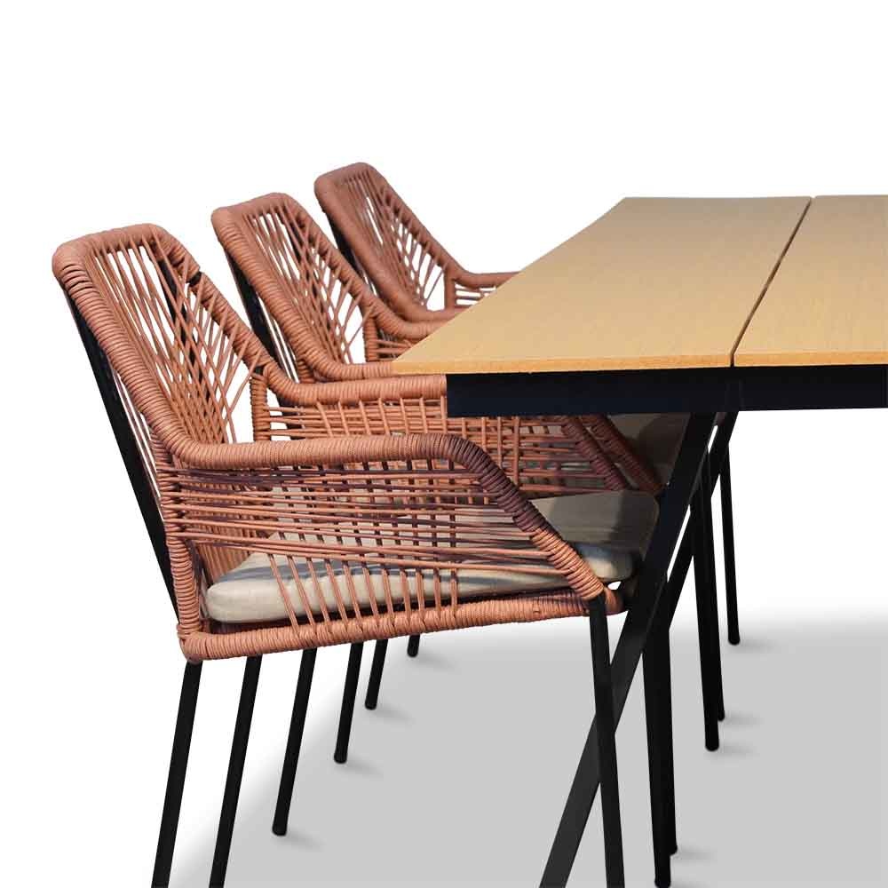 Oslo Natural/Seville terra dining tuinset 7-delig | polywood + touw | 220cm