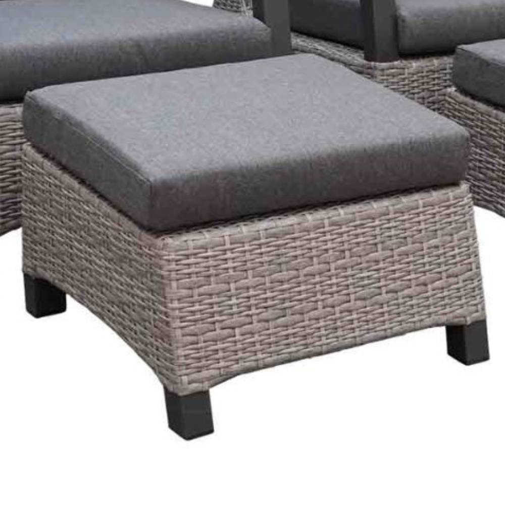 Prato Brick voetenbank | aluminium + wicker