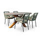 BUITEN living Livorno/Seville mint dining tuinset | 4 personen | betonlook + hardhout | 200cm ovaal