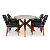 Livorno/Seville hout zwart dining tuinset | 4 personen | betonlook + hardhout | 200cm ovaal