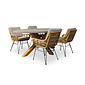 BUITEN living Livorno/Carlos taupe dining tuinset | 4 personen | betonlook + hardhout | 200cm ovaal