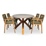 Livorno/Bergen groen dining tuinset | 4 personen | betonlook + hardhout | 200cm ovaal