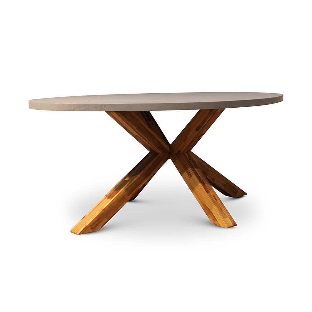 Livorno/Carlos Charcoal dining tuinset 5-delig | betonlook + hardhout | ovaal | 200x110cm
