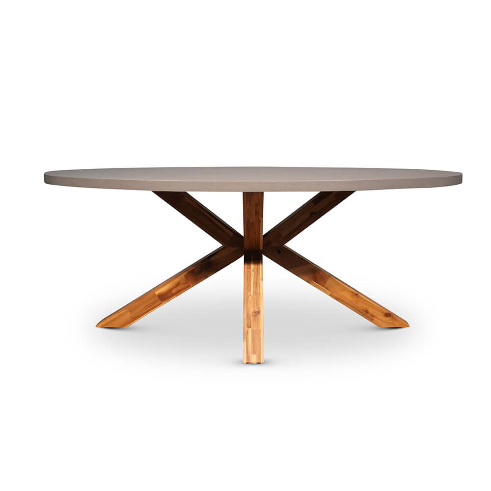 Livorno/Carlos Charcoal dining tuinset 5-delig | betonlook + hardhout | ovaal | 200x110cm