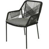 Livorno/Seville zwart dining tuinset | 4 personen | betonlook + hardhout | 200cm ovaal