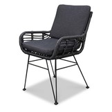 Livorno/Carlos Charcoal dining tuinset | 4 personen | betonlook + hardhout | 200cm ovaal