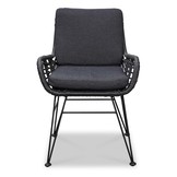 Livorno/Carlos Charcoal dining tuinset | 4 personen | betonlook + hardhout | 200cm ovaal