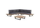 Salvador hoek loungeset 5 personen | aluminium + hardhout | Light Teaklook | 3-delig - 260x260cm