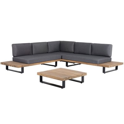 Salvador hoek loungeset 5 personen | aluminium + hardhout | Light Teaklook | 3-delig - 260x260cm