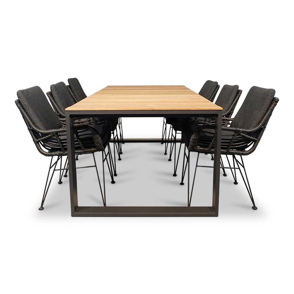 Atlanta/Carlos Charcoal dining tuinset 7-delig | 218cm