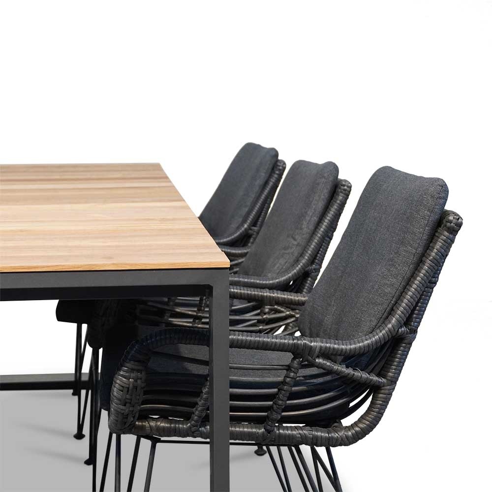 Atlanta/Carlos Charcoal dining tuinset 7-delig | 218cm
