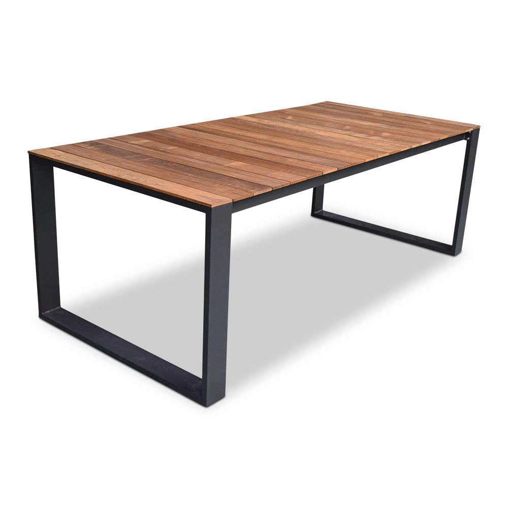 Atlanta/Mendes zwart dining tuinset 7-delig | stapelbaar | 218cm