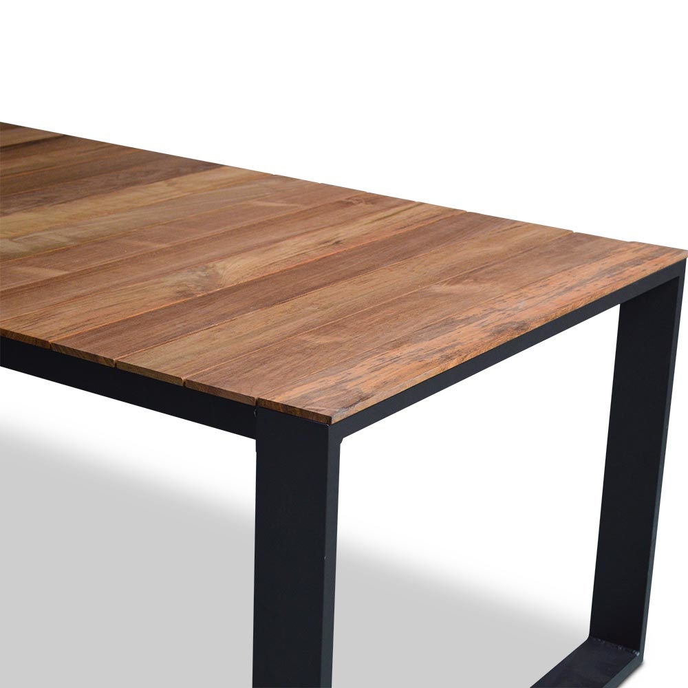 Atlanta/Mendes zwart dining tuinset 7-delig | stapelbaar | 218cm