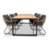 Atlanta/Portofino zand dining tuinset | 6 personen | teakhout + touw | 218cm