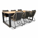 Atlanta/Portofino zand dining tuinset | 6 personen | teakhout + touw | 218cm