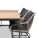 Atlanta/Portofino zand dining tuinset | 6 personen | teakhout + touw | 218cm
