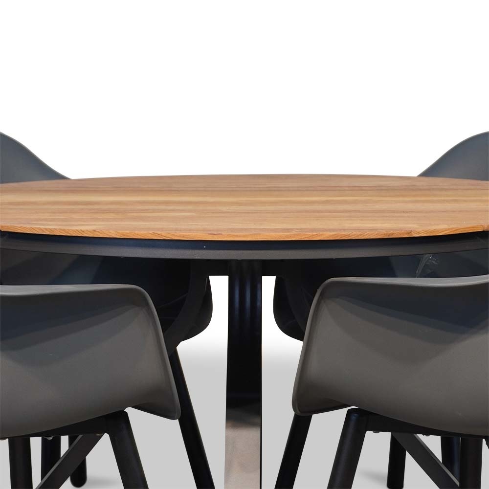 Dublin/Montreux dining tuinset 5-delig | teakhout + kunststof | 120cm