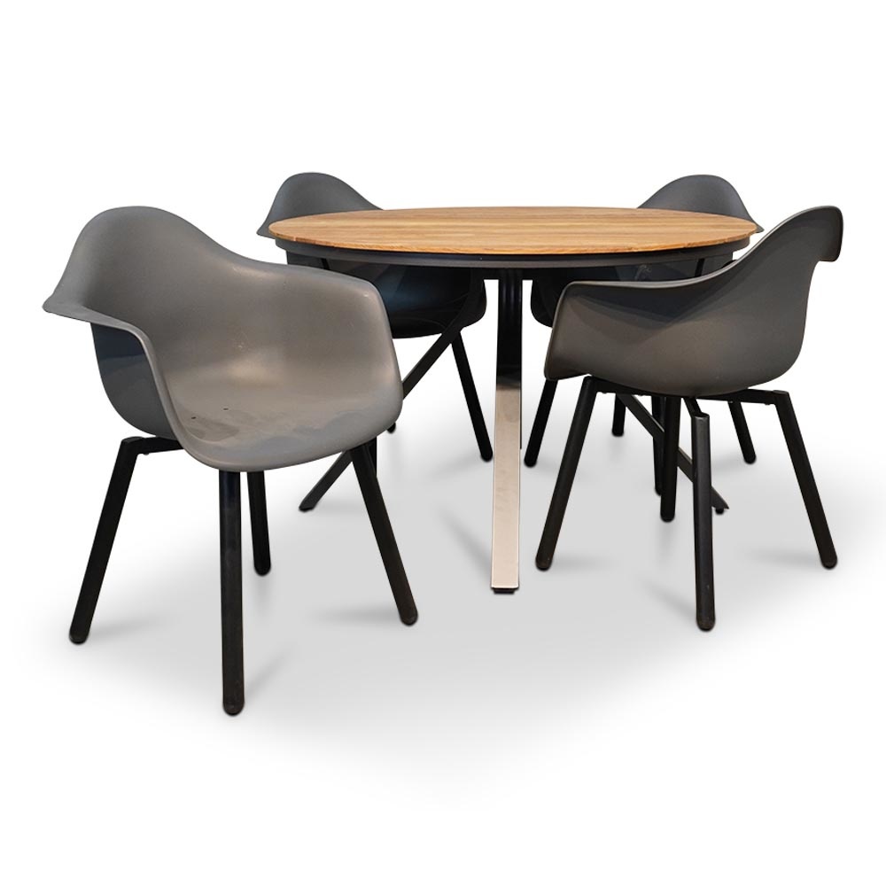 Dublin/Montreux dining tuinset 5-delig | teakhout + kunststof | 120cm