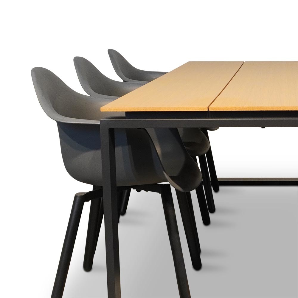 Helsinki Natural/Montreux dining tuinset 7-delig | polywood + kunststof | 210cm