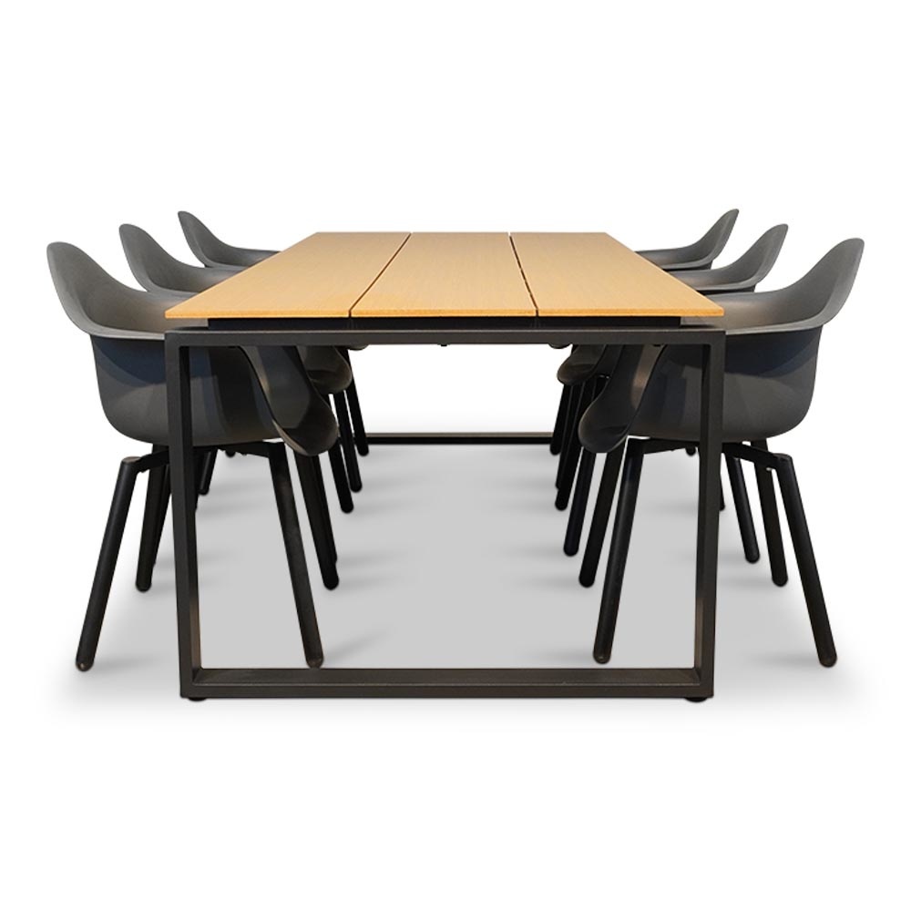 Helsinki Natural/Montreux dining tuinset 7-delig | polywood + kunststof | 210cm