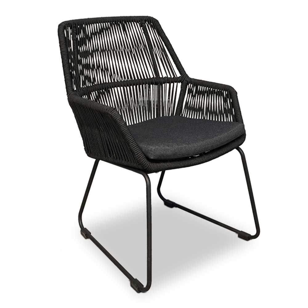 Nevada/Chester zwart dining tuinset 7-delig | teakhout + touw | 238cm