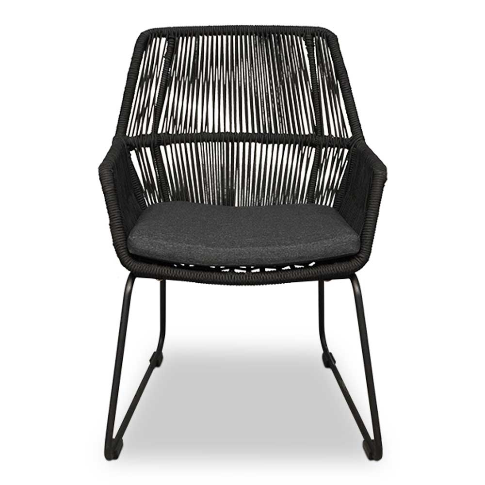 Nevada/Chester zwart dining tuinset 7-delig | teakhout + touw | 238cm