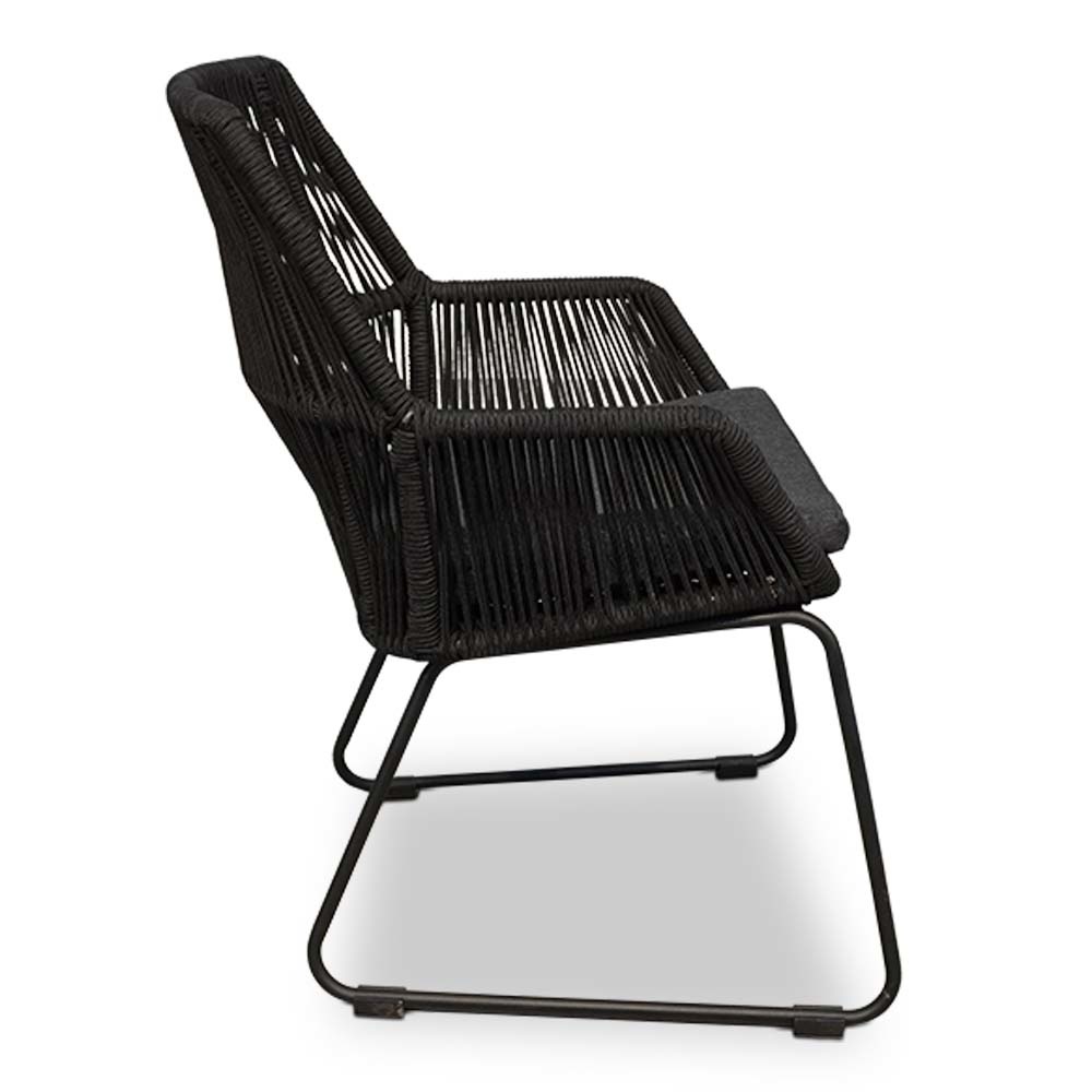 Nevada/Chester zwart dining tuinset 7-delig | teakhout + touw | 238cm
