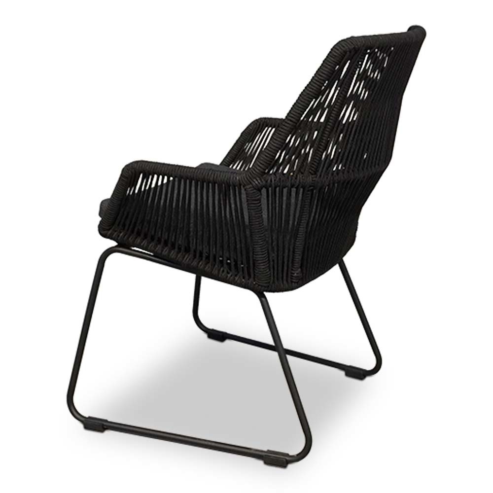 Nevada/Chester zwart dining tuinset 7-delig | teakhout + touw | 238cm