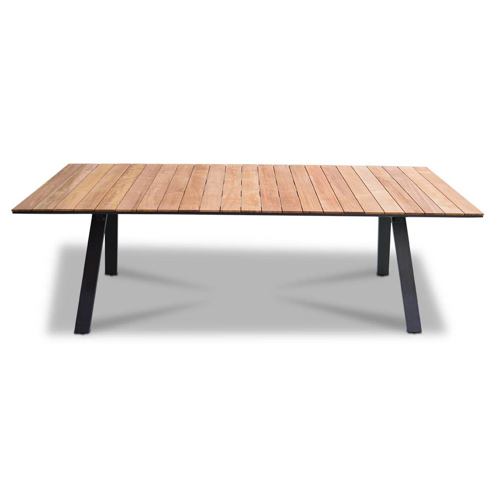 Nevada/Chester zwart dining tuinset 7-delig | teakhout + touw | 238cm